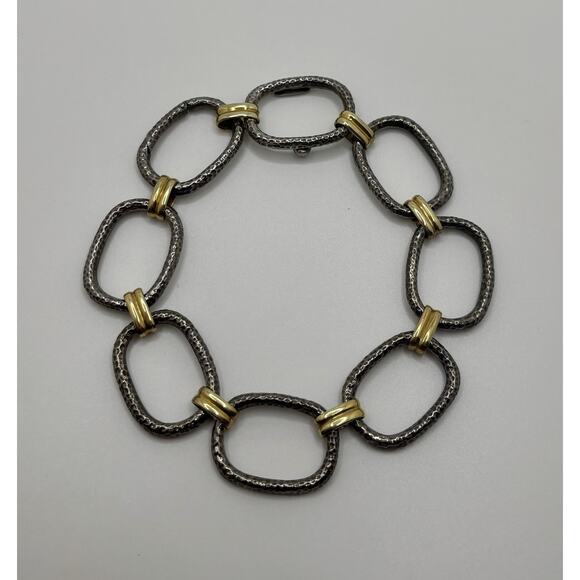 Kanaris designer oval link .925 sterling silver Bracelet beautiful antiqued - Picture 1 of 5